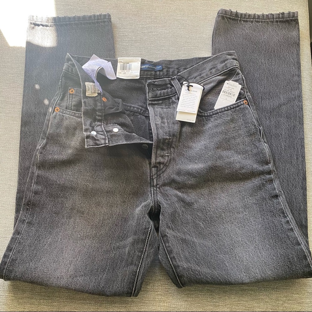 Levi’s Dark Grey High Rise Button Fly Denim Jeans W 26x 28